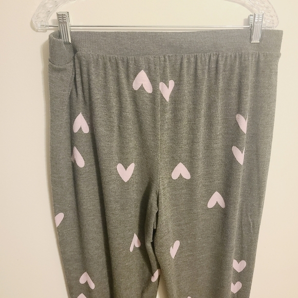 Sonoma | Women's Gray Fleece Joggers With Pink Hearts (Size Large) - Picture 5 of 9